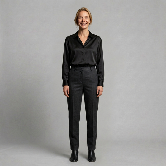 Caroline – Classic satin button-up blouse