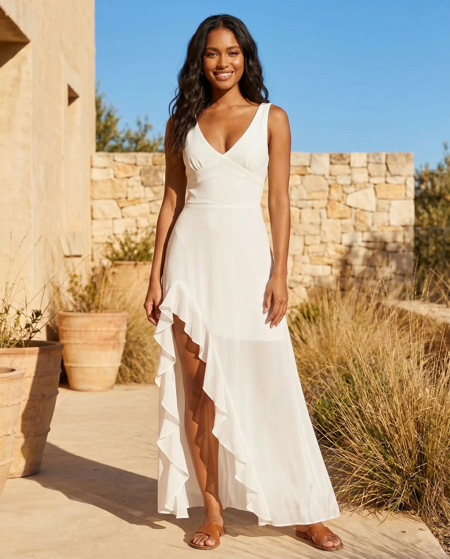 ruffle-side-slit-dress-white-1