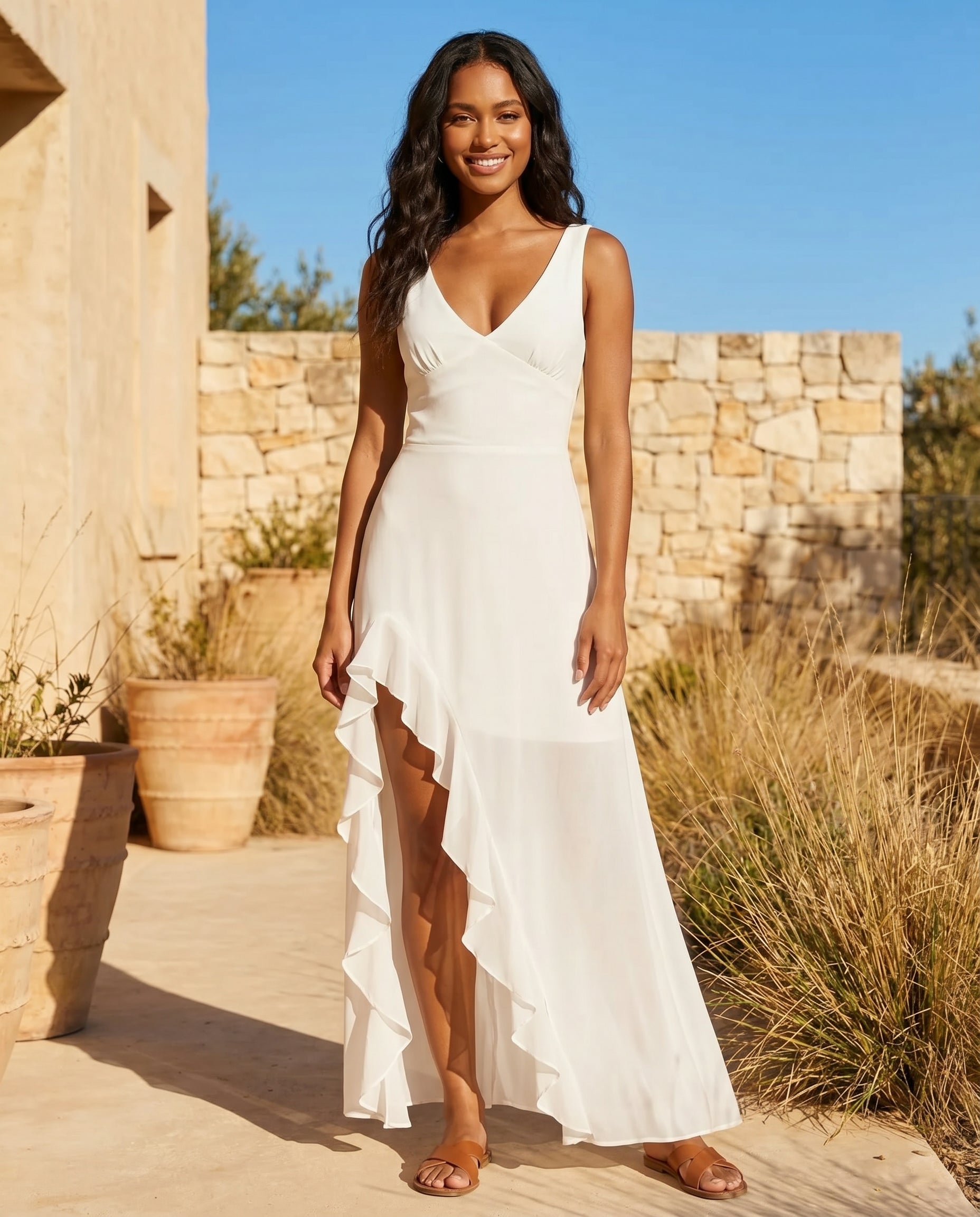 ruffle-side-slit-dress-white-1