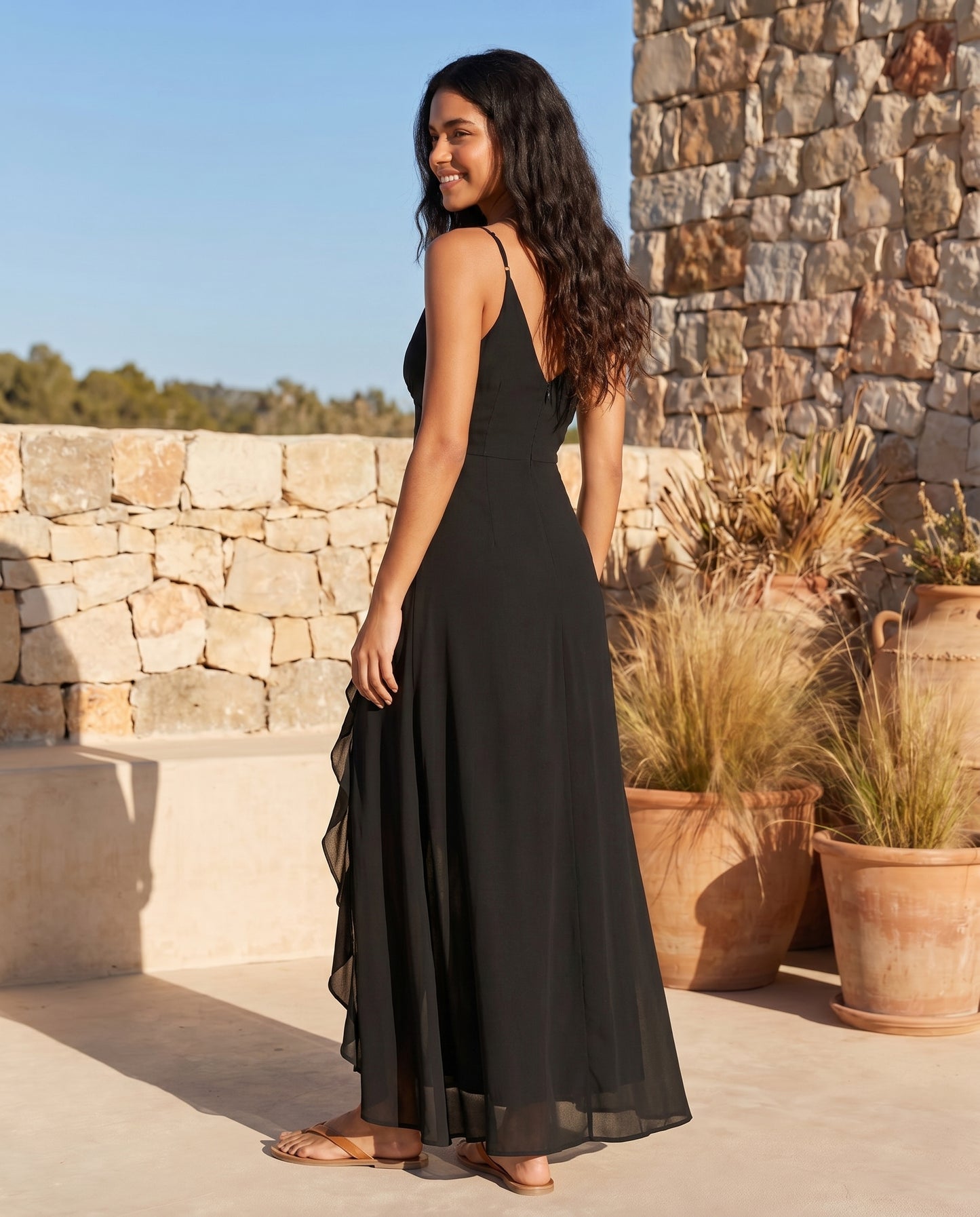 ruffle-side-slit-dress-black-2