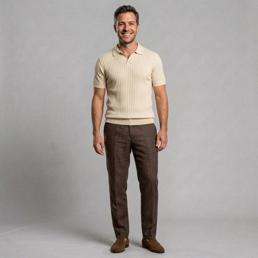 Lucas – Ribbed knit polo with modern tailored fit